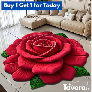 Luxury 3D Flower Floor Mat – Quick-Dry, Non-Slip, Stylish XXL Red